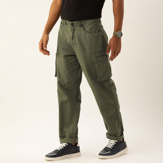 Bene Kleed Men's Straight Cargo Trousers | Olive - 34