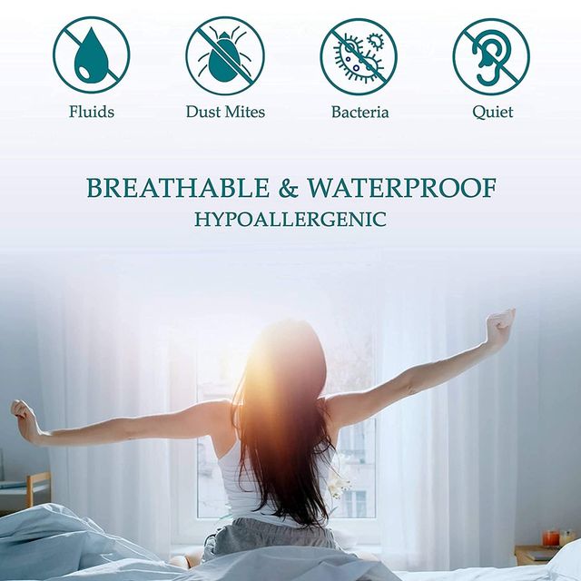 BAY6 Grey Terry Cotton 220 GSM Waterproof Mattress Protector For Single Size Bed