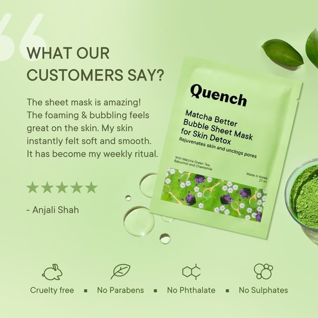 Quench Matcha Better Bubble Face Sheet Mask 21 ml Combo