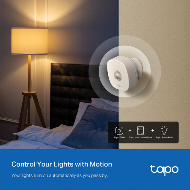 TP-Link Tapo T100 Smart Motion Sensor, with Motion-Activated Light, Energy Saving, Device Sharing