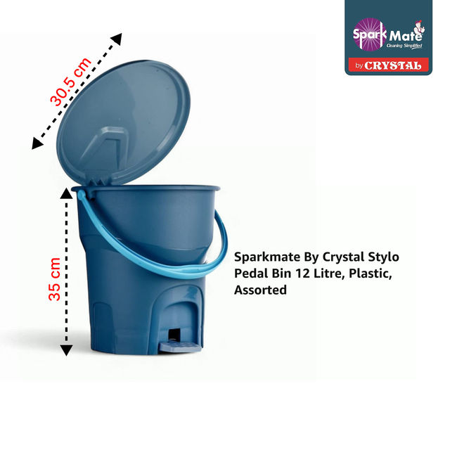 Sparkmate By Crystal Stylo Pedal Bin 12 Litre