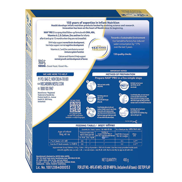 Nestle Nan Pro Stage 2 Follow-Up Formula After 6 Months 400 g Combo