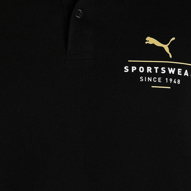 Puma Men's Polo T-Shirt Slim Fit Graphic - Black | M
