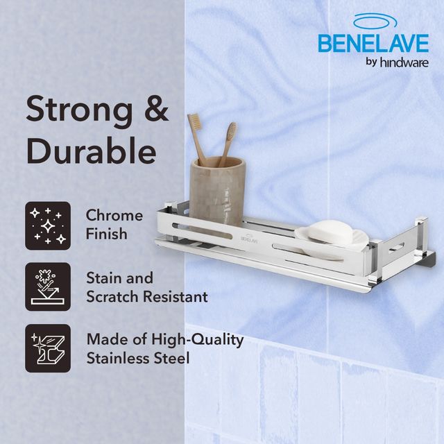 Benelave By Hindware Multi-Purpose Shelf For Bathroom And Kitchen | Stainless Steel Construction