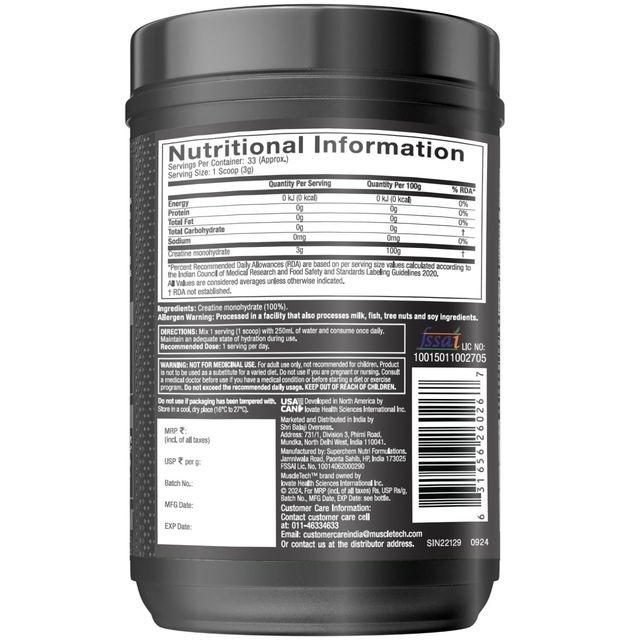 Muscletech Platinum 100% Creatine Powder - Increase Muscle Power Boost Strength