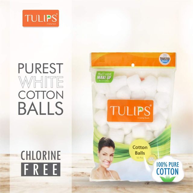 Tulips White Cotton Balls Pouch