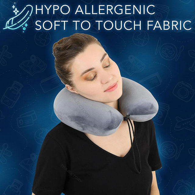 Trajectory Travel Neck Pillow Rest Cushion for Travel And Sleeping | Grey