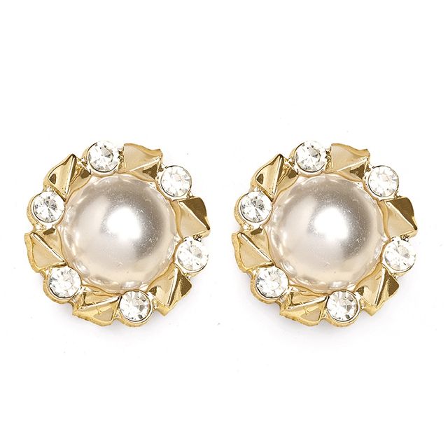Karatcart Women's Stud Earrings White and Gold One Size | 33038366