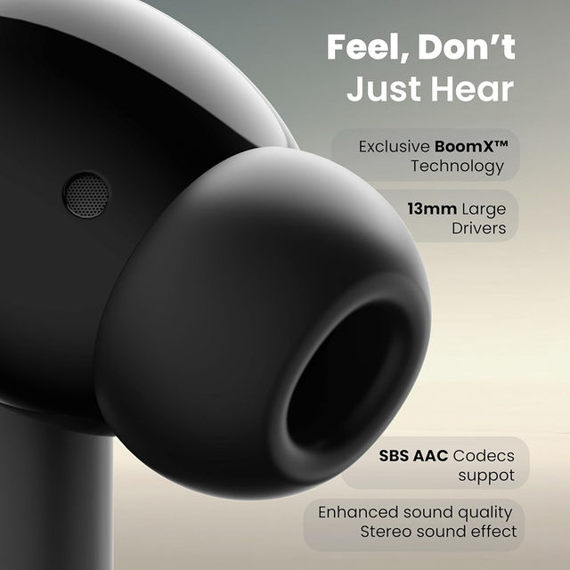 Boult W40 with Quad Mic ENC, 48H Battery Life, Low Latency Gaming (Electric Black, True Wireless)