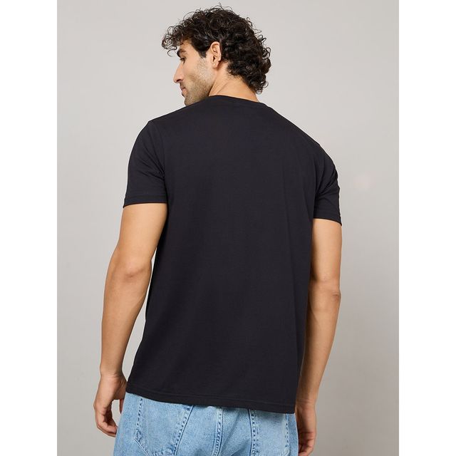 Styli Men's Regular Fit Tee with Pintuck Detail | Black - S