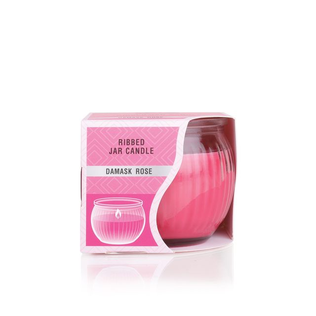 IRIS Damask Rose Ribbed Jar Scented Candle| Rakhi Gift for Brother & Sister