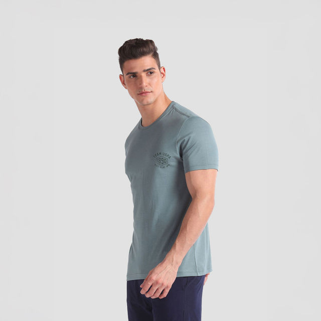U.S. Polo Assn. Men's Solid T-shirts | Grey & Green - M