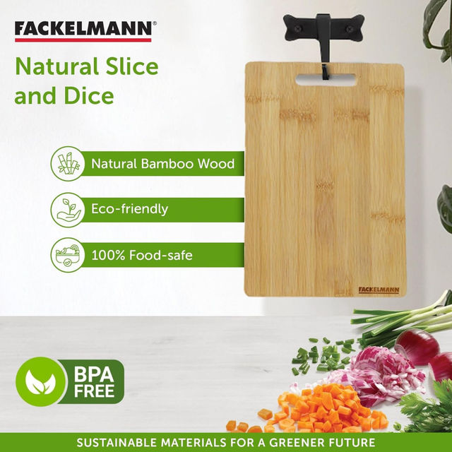 Fackelmann Bamboo Chopping Board 33x20 CM Natural  | Eco-Friendly Kitchen Essential | BPA Free 1.0 PIECE