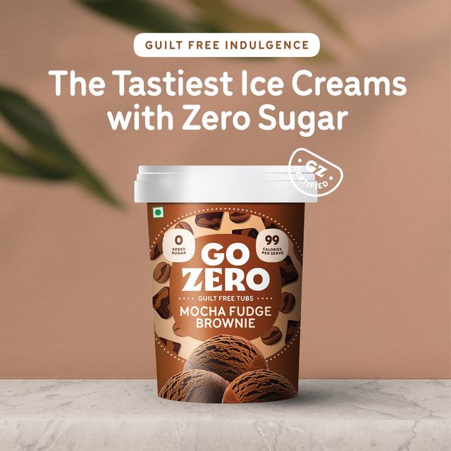 Go Zero Mocha Fudge Brownie High Protein Guilt Free Ice Cream Tub