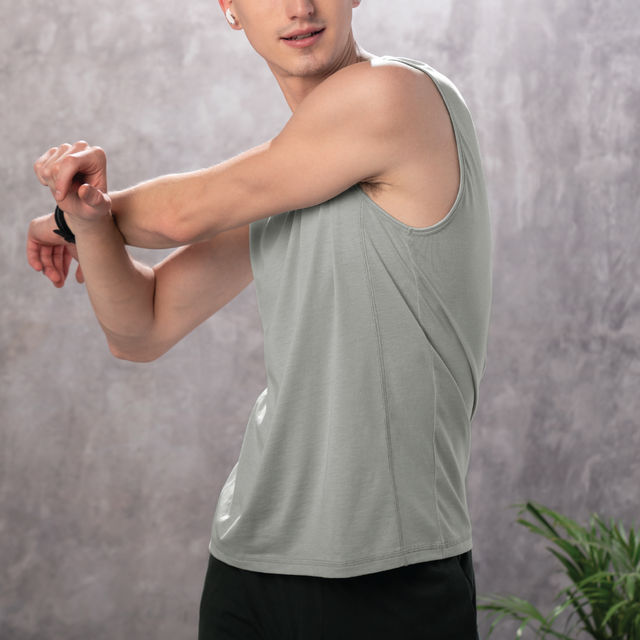 DaMENSCH Men's Lightweight Cotton Gym Vest | Grey - XL