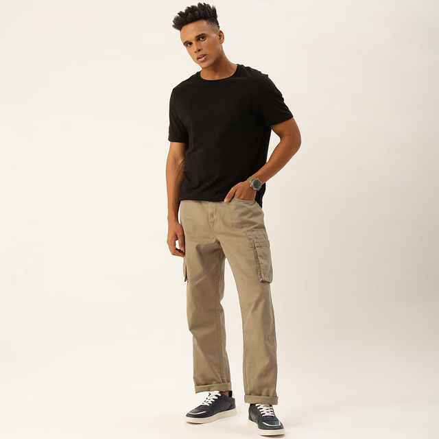 Bene Kleed Men's Straight Cargo Trousers | Ivory Beige - 34