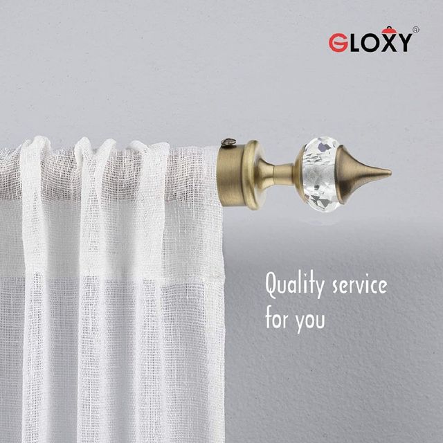 Gloxy ENTERPRISE Aluminium Single Diamond Curtain Brackets with Support & Fittings | Antique 5 Pair