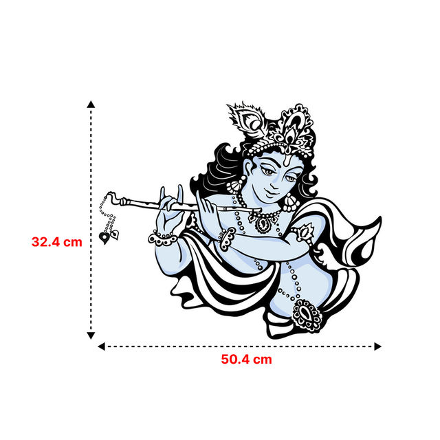 Divine Vibes Laddoo Gopal Krishna With Bansuri Wall Sticker