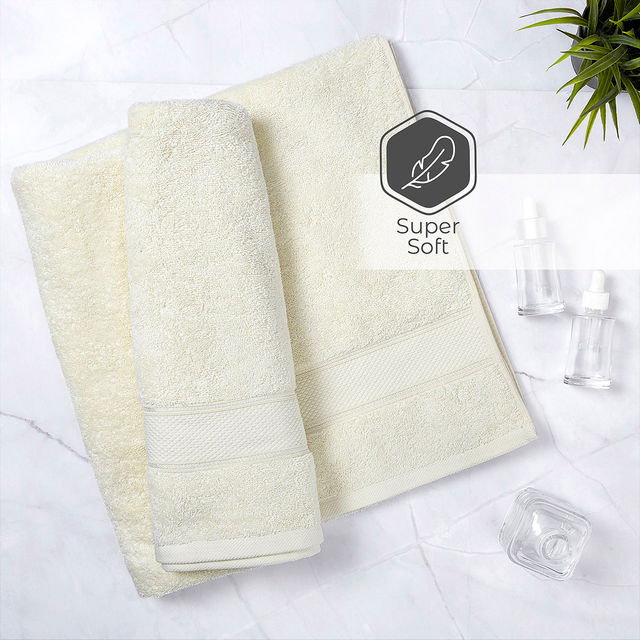 Boutique Living Luxe Loom 100% Cotton 550 GSM Cream Bath Towel - Pack of 1