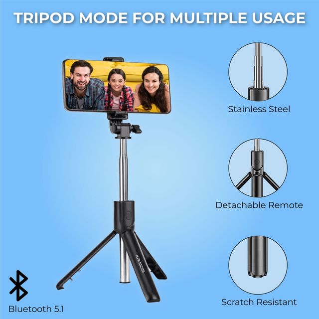 Kratos Multi Purpose Selfie Stick with Tripod Stand for Mobile Phone with Bluetooth Remote