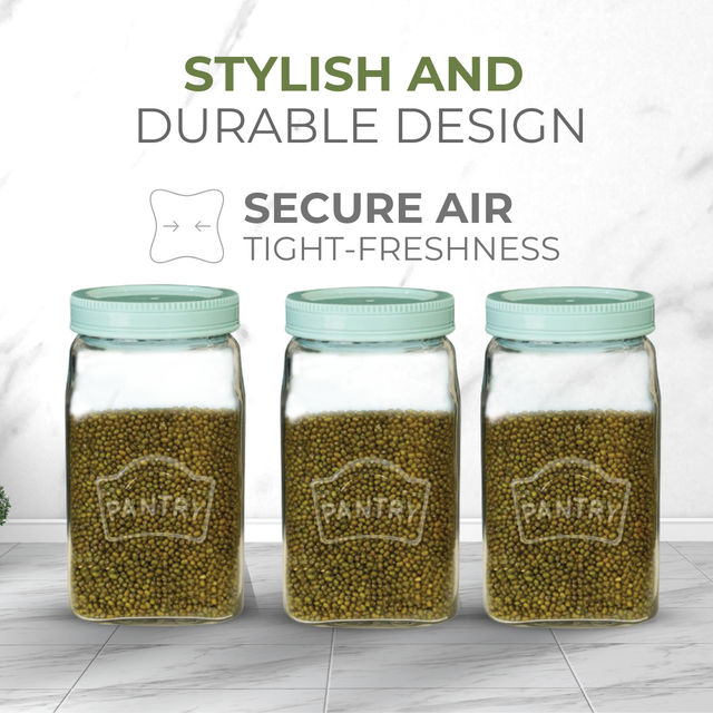Yera Pantry Storage Jars With Premium Airlitght Lids 2000 ml 1 pcs Jar - Pista Green Colored Lid