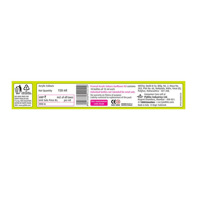 Fevicryl Acrylic Sunflower Colours Kit - 10 Colours
