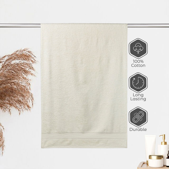 Boutique Living Luxe Loom 100% Cotton 550 GSM Cream Bath Towel - Pack of 1