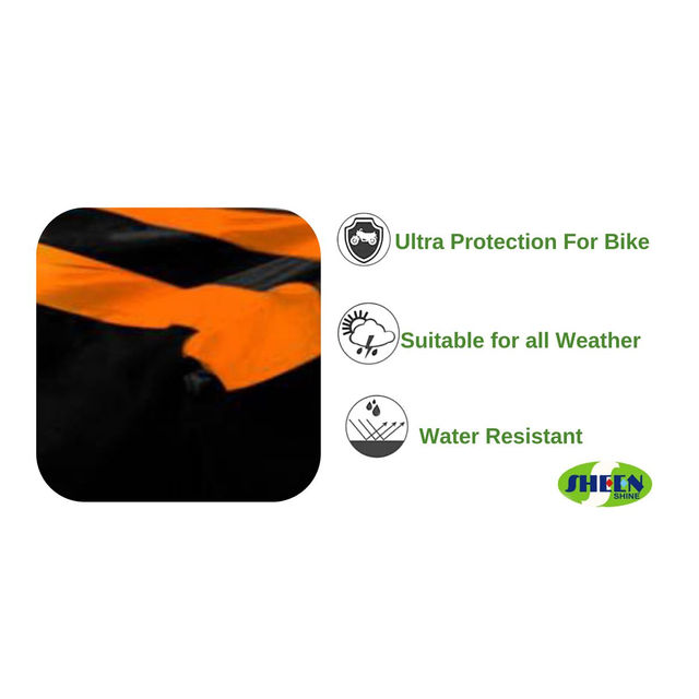 Sheen SBCORANGE14 Waterproof Two Wheeler Cover for Bajaj (Pulsar 150, Black, Orange)