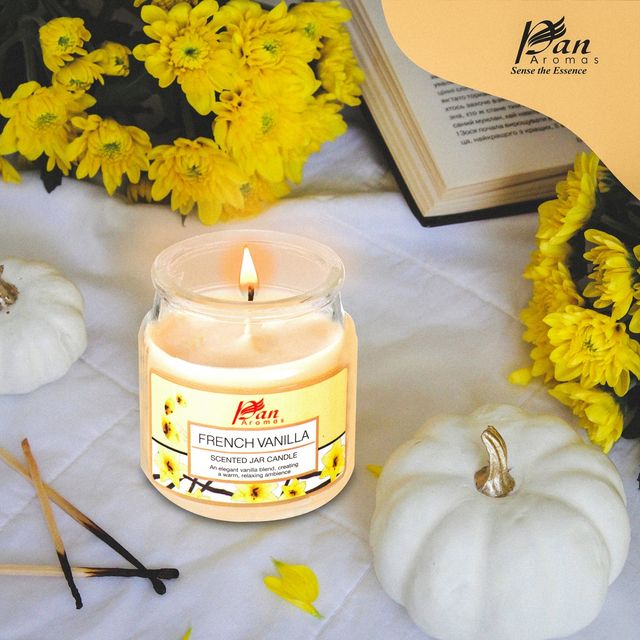 Pan Aromas Jar Candle With Lid - French Vanilla| Rakhi Gift for Brother & Sister
