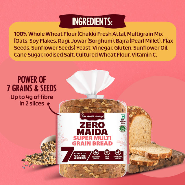 The Health Factory Zero Maida Multigrain Bread | Clean Label - Not Brown