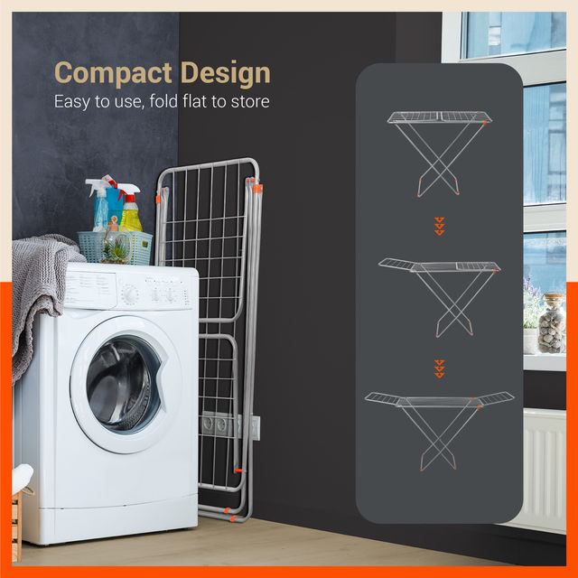 Bathla Foldable Clothes Drying Stand - AERO | Steel | Heavy Duty, Lightweight