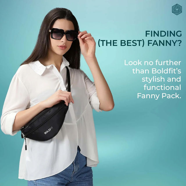 Boldfit Unisex Waist Bag Polyester Adjustable Strap | Black