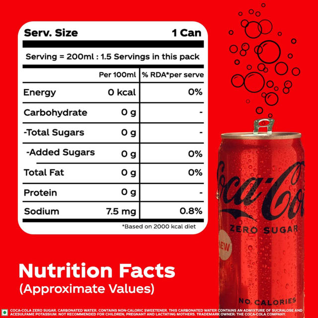 Coke Zero Cola Diet Soft Drink Can