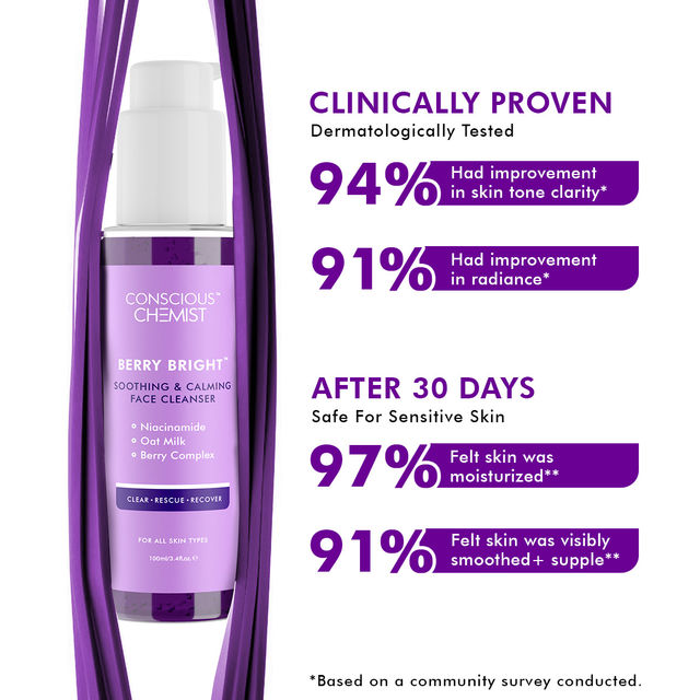 Conscious Chemist Pore Refining Brightening Face Wash With Niacinamide, Blueberry Extracts