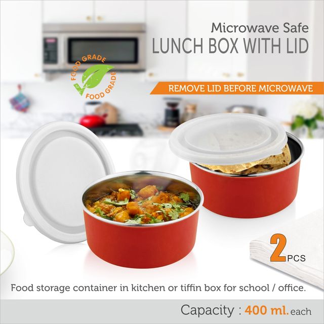 BAY6 Microwave-Safe Airtight Lunch Box Container - 400 ml - (2pc)