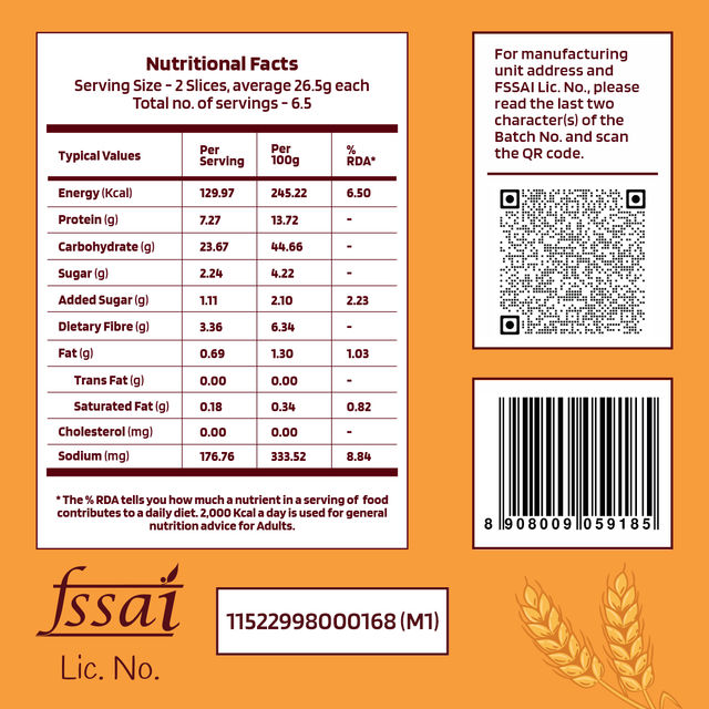 The Health Factory Zero Maida 100% Whole Wheat Bread | Clean Label - Not Brown