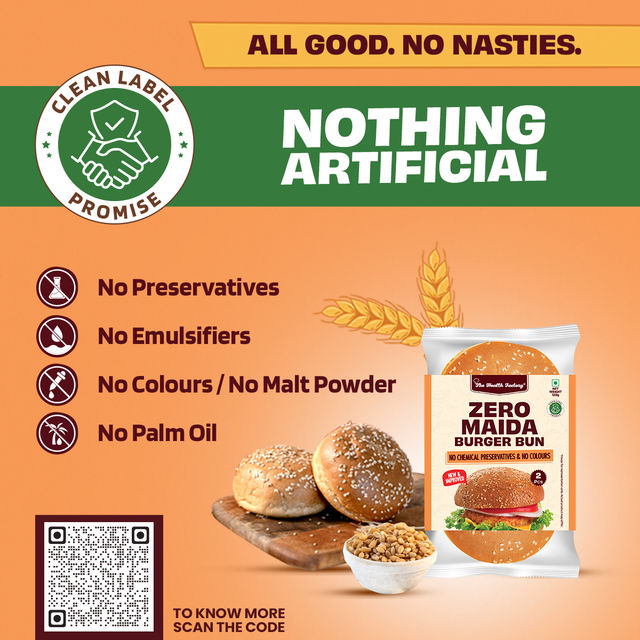 The Health Factory Zero Maida Burger Bun | Clean Label - Not Brown