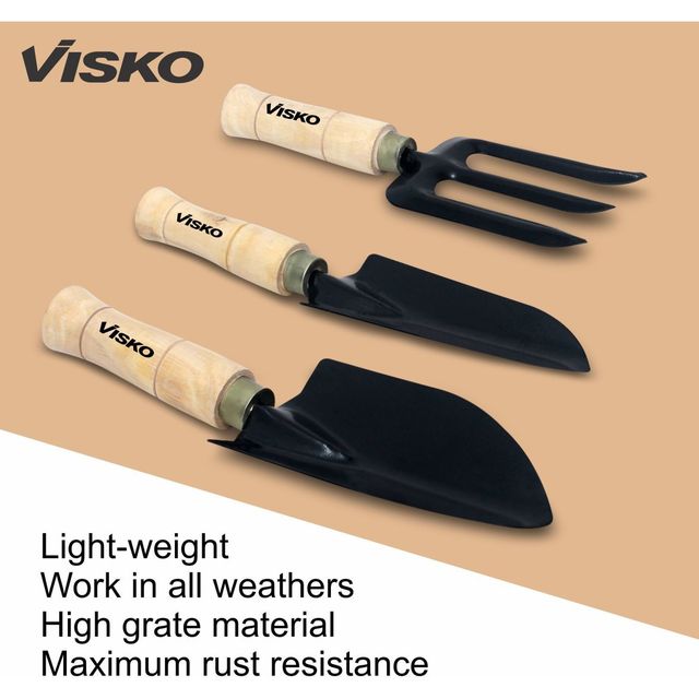 Visko 538 Garden Tools Kit | 5 Pcs Wooden Set, Gloves, Super Pruining Scateur, Scissor | 8 Tools