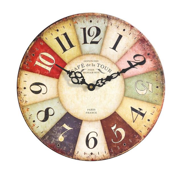 Casacraft by Pepperfry Multicolor Engineered Wood Caf De La Tour Modern Wall Clock