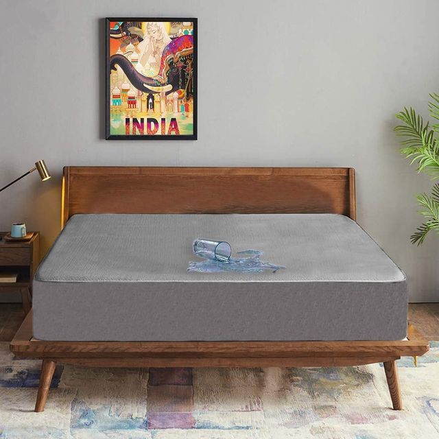 BAY6 Grey Terry Cotton 220 GSM Waterproof Mattress Protector For Single Size Bed