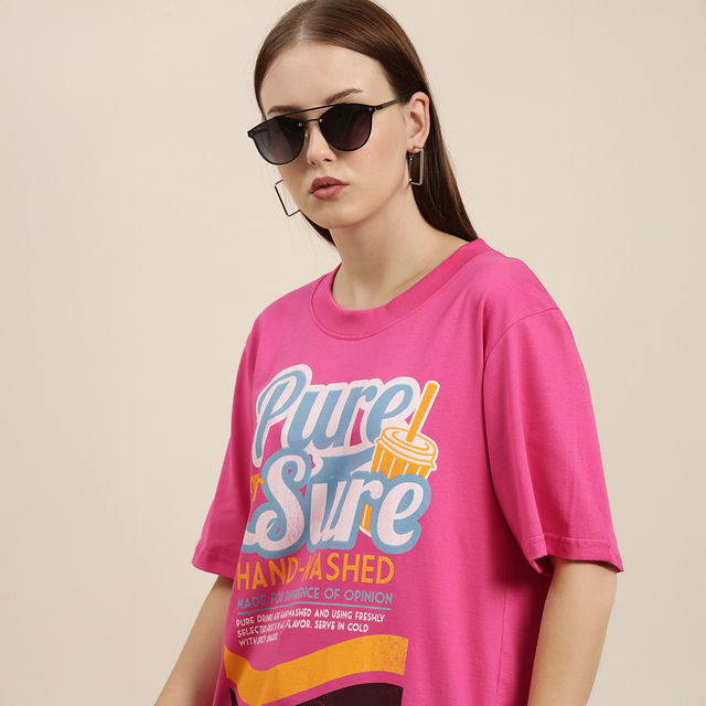 Buy Difference of Opinion Women T-shirt - Pink | Classic Fit | M
