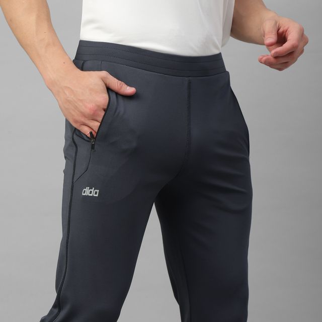 Dida Men's Track Pant Regular Comfortable Stretchable Dry-Fit | Grey - L