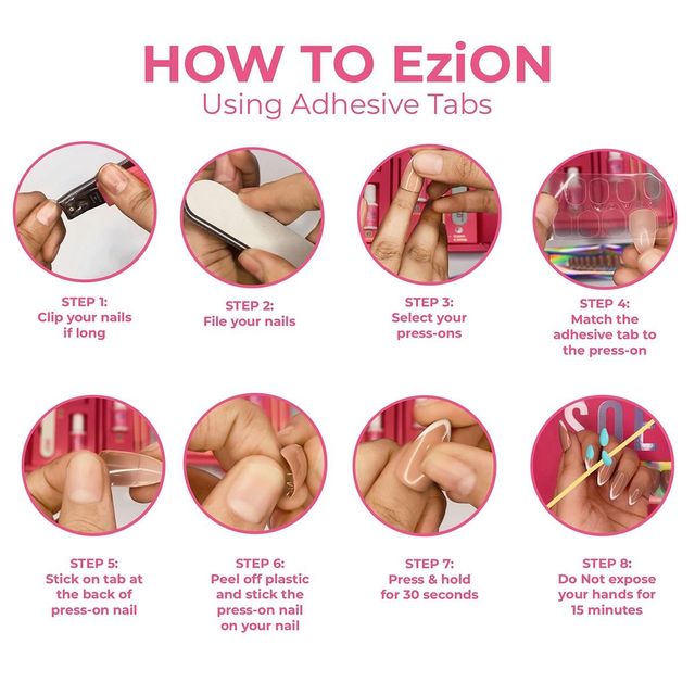 Soezi Press On Nails- Beige Craze- 24 Reusable Nails - Ready To Wear Kit - Medium Oval