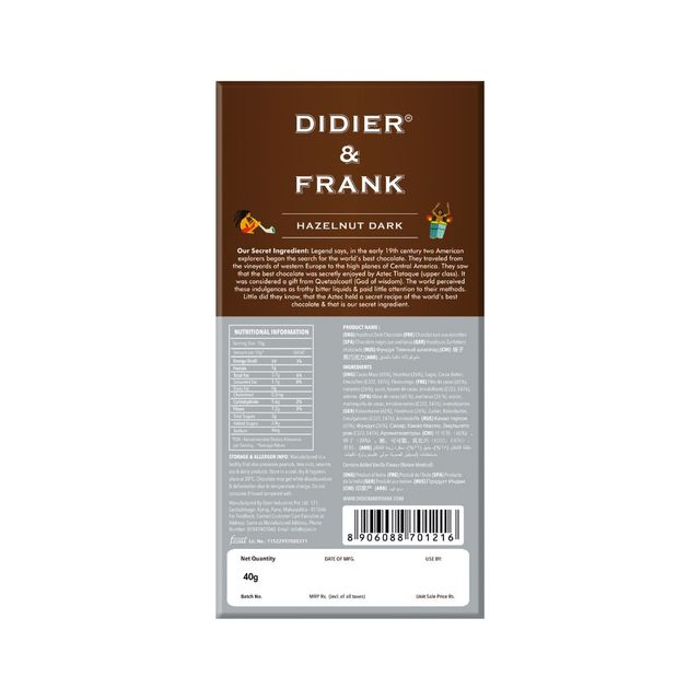 Didier & Frank Crunchy Hazelnut Dark Chocolate