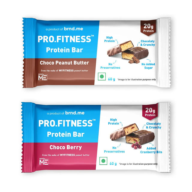 Pro.Fitness Protein Bar - Choco Peanut Butter (60g) & Pro.Fitness Protein Bar - Choco Berry (60g) Combo