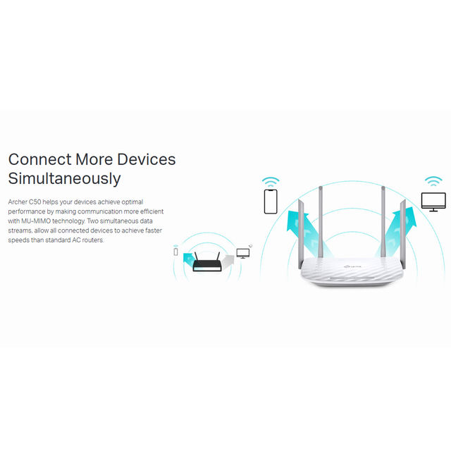 TP-Link Archer C50 AC1200 Wireless Dual Band Cable Router,Supports Parental Control - White