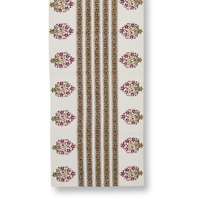 Fabindia Green Cotton Printed Runner | 32.5 cm x 1.8 m