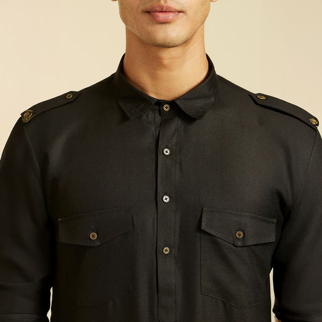 Buy Diwas By Manyavar Men's Midnight Paithani Style Kurta with