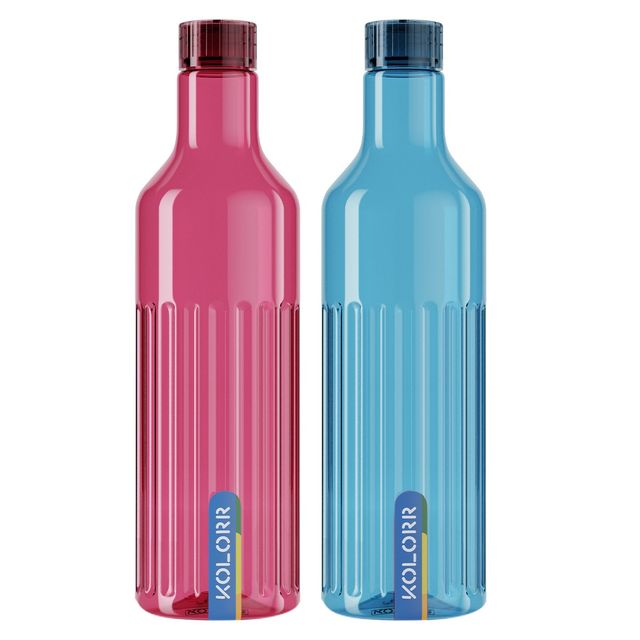 Kolorr Linea Bottle 1L | Pack of 2 - Red & Blue Perfect for sharing | gym | or picnics