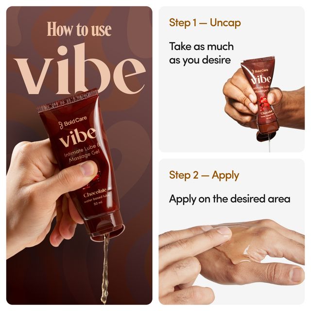 Bold Care Vibe Chocolate Water Based Lube (50ml) & Bold Care Ultra Thin Chocolate Flavoured Condoms (10pc) Combo